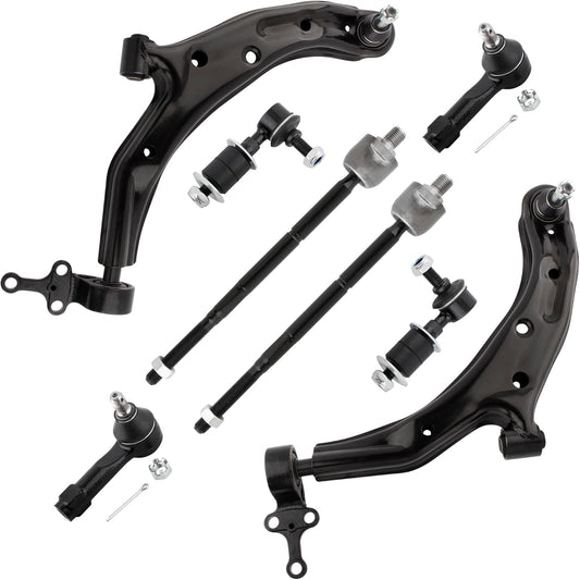 8Pcs Front Lower Control Arms W/Ball Joints Sway Bars Tie Rods for Nissan Sentra 2002-2006 (Excludes SE-R Models) / for Nissan Sentra 2001 (Excludes SE Models) |K620359 K620358 K9543 ES2814 EV380