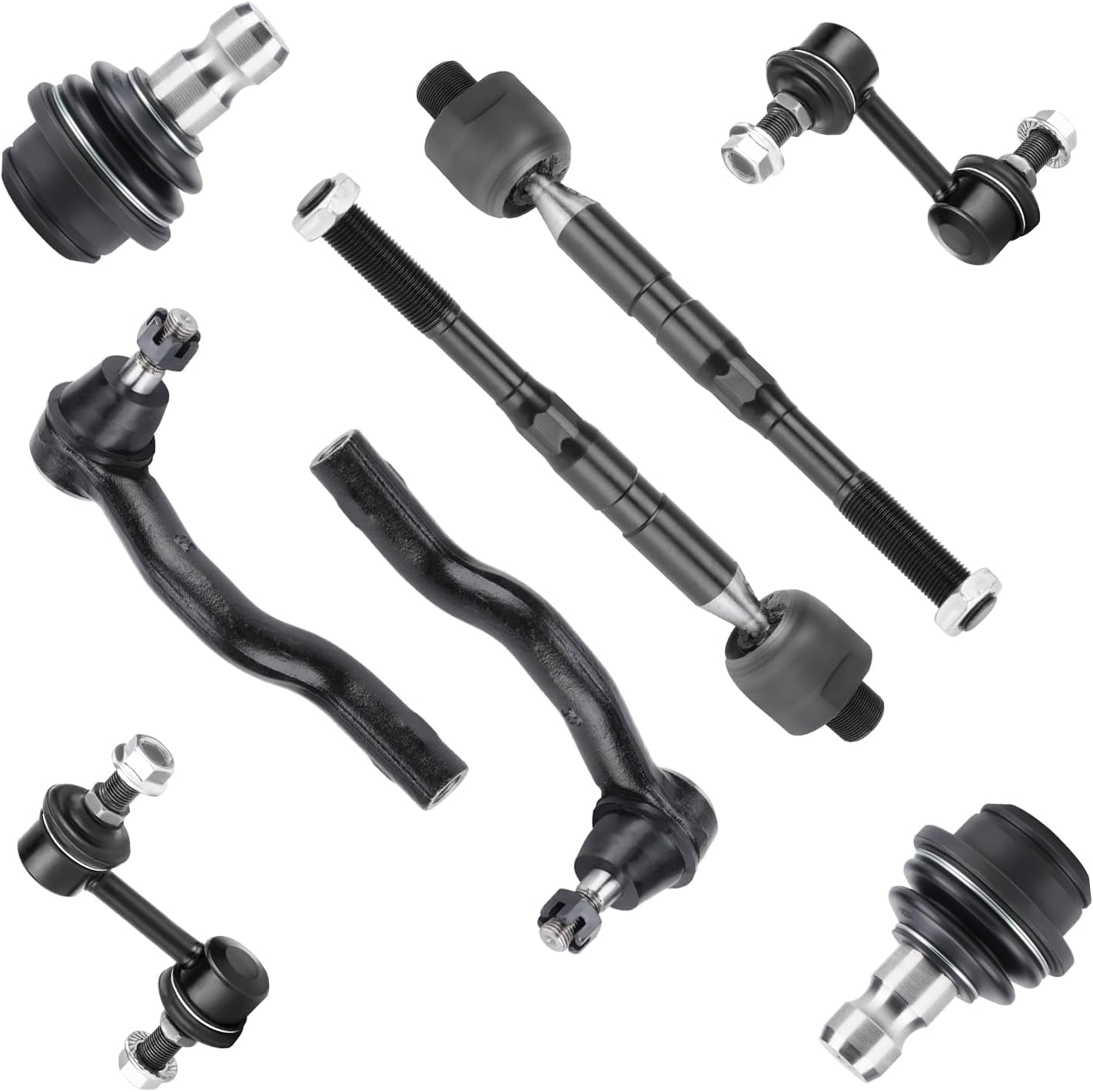 10PCS Front Upper Control Arm with Ball Joint for Infiniti QX80 2014-2019, QX56 2004-2013, for Nissan Armada 05-15 17-19, Titan 04-15, Sway Bar Inner Outer Tie Rod End Suspension Kit K620650 K620649