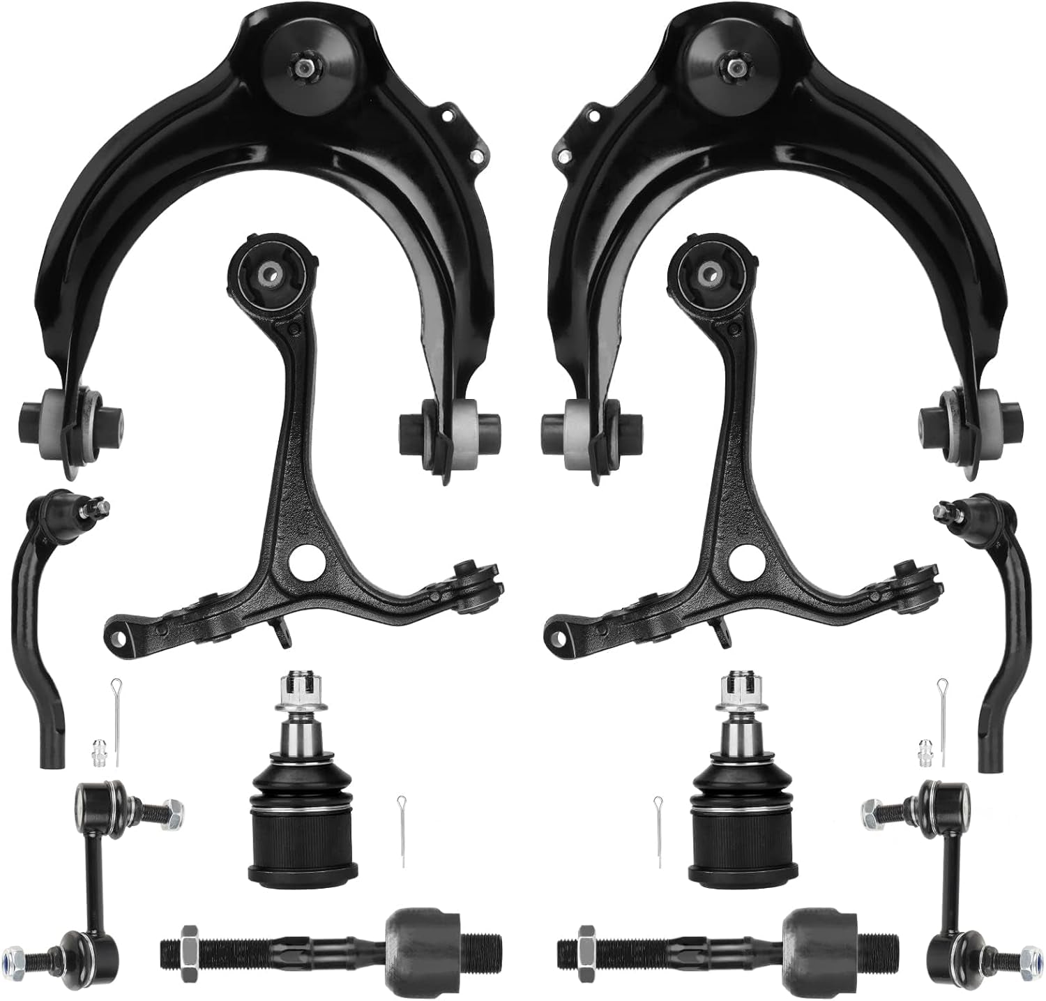 Front Suspension Kit Upper Lower Control Arms Ball Joints Sway Bars Tie Rods Fit for Honda Accord Sedan Coupe 2003 2004 2005 2006 2007, Fit for Acura TSX 2004-2008 -12 Pcs