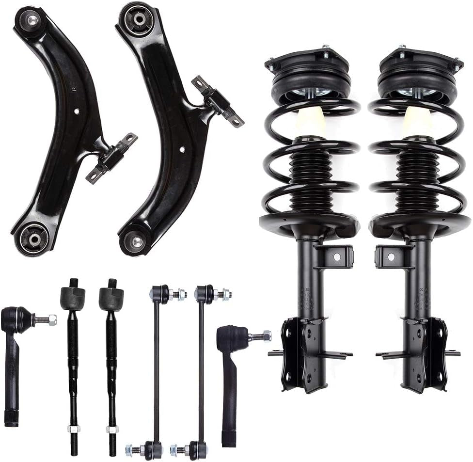 - (10Pcs) Front Complete Strut Stabilizer Bar Link Control Arm and Ball Joint Assembly Tie Rod End Fit for 2007-2012 for Nissan Sentra Set of 10