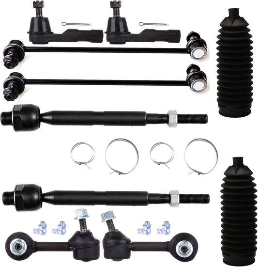 10 Pcs Suspension Kit - Fit 2007-2011 for Honda CR-V, Include - Front Inner and Outer Tie Rod End Front Sway Bar End Link Rear Sway Bar End Link Front Steering Rack Boot OE# EV800569 ES800510