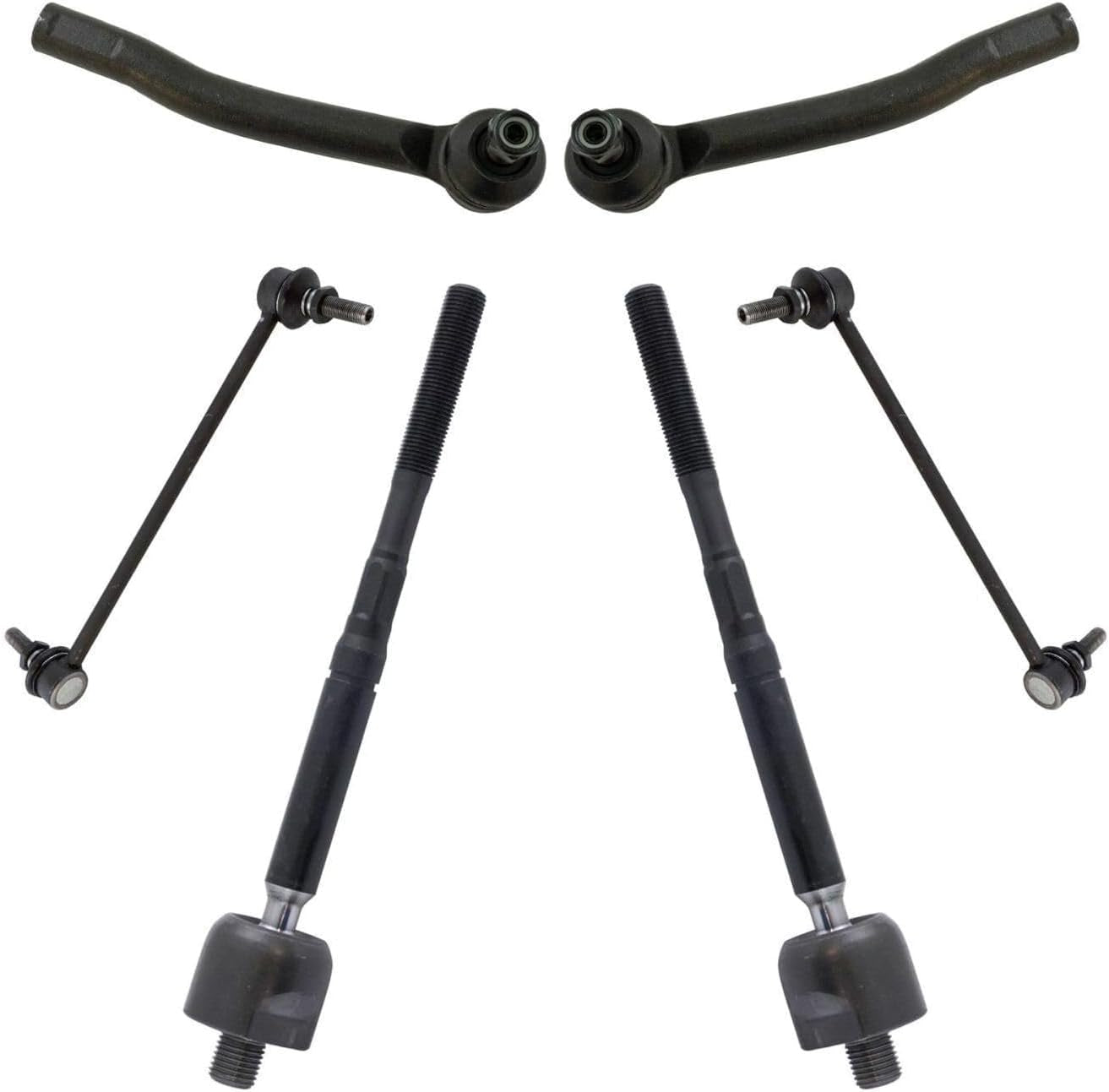 4Pcs Front Inner Outer Tie Rods 2Pcs Sway Bar Linkages Suspension Kit Sealed for Chevy for City Express 2.0L 15-18,For Nissan for NV200 2.0L 13-19 for Sentra 1.8L 13-19 6 Piece