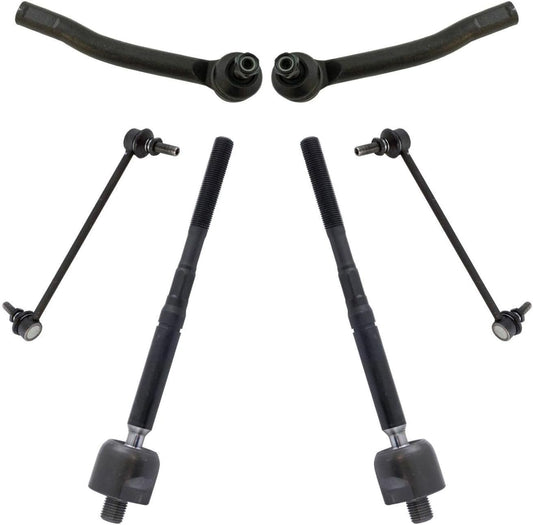 4Pcs Front Inner Outer Tie Rods 2Pcs Sway Bar Linkages Suspension Kit Sealed for Chevy for City Express 2.0L 15-18,For Nissan for NV200 2.0L 13-19 for Sentra 1.8L 13-19 6 Piece