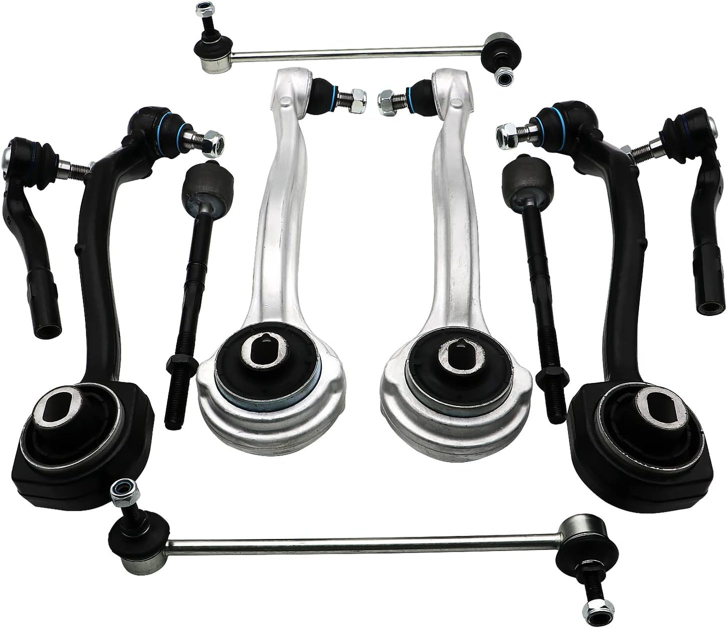 10Pcs Front Suspension Kit Control Arms Sway Bars Steering Tie Rod Ends Compatible with Mercedes-Benz C230/240/280/320/350 2001-2007 CLK320/350/500/550 2003-2009