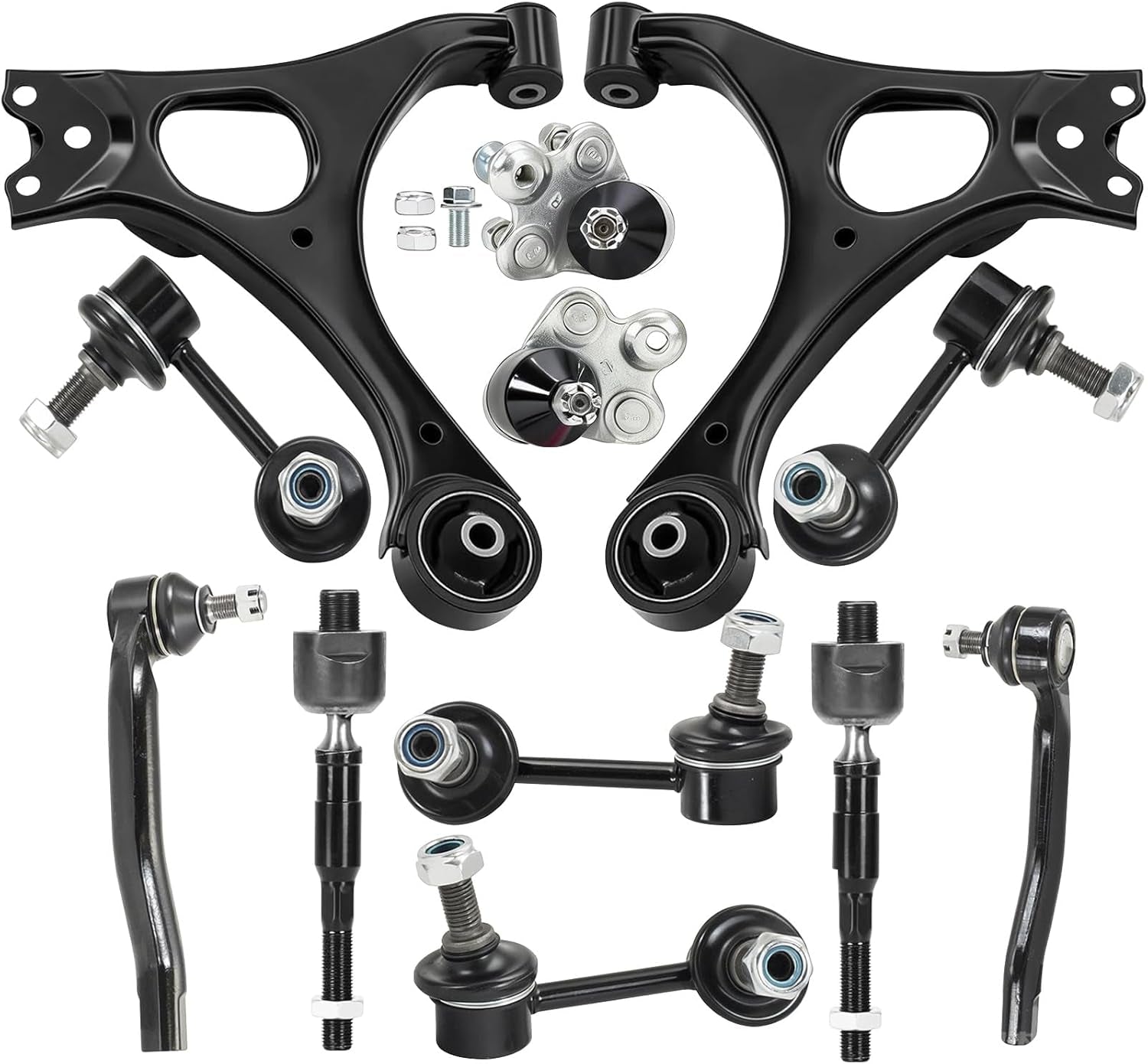 Front Lower Control Arm Suspension Kit 12Pcs Compatible with Honda Civic 2006 2007 2008 2009 2010 2011 with Ball Joint Sway Bar Link Tie Rod End Kit