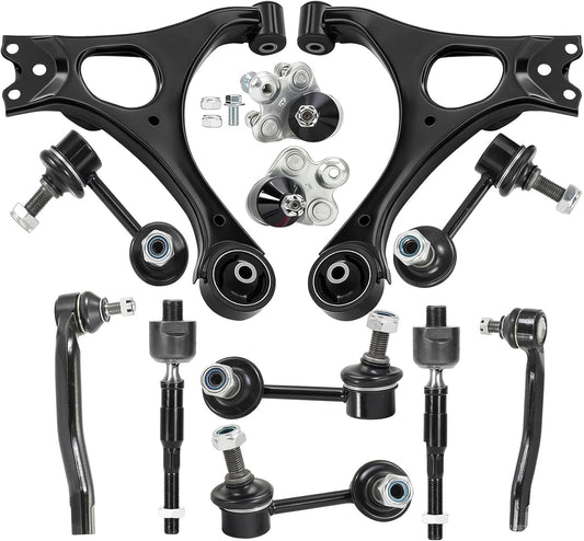 Front Lower Control Arm Suspension Kit 12Pcs Compatible with Honda Civic 2006 2007 2008 2009 2010 2011 with Ball Joint Sway Bar Link Tie Rod End Kit