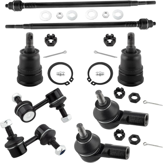 (Set of 8) Front Suspension Kit 2 Lower Ball Joints + 4 Inner & Outer Tie Rod + 2 Sway Bar End Links Fit for Honda CR-V CRV 2002 2003 2004 2005 2006 | Replace K80223 K90454 K90455 EV80383 ES3581