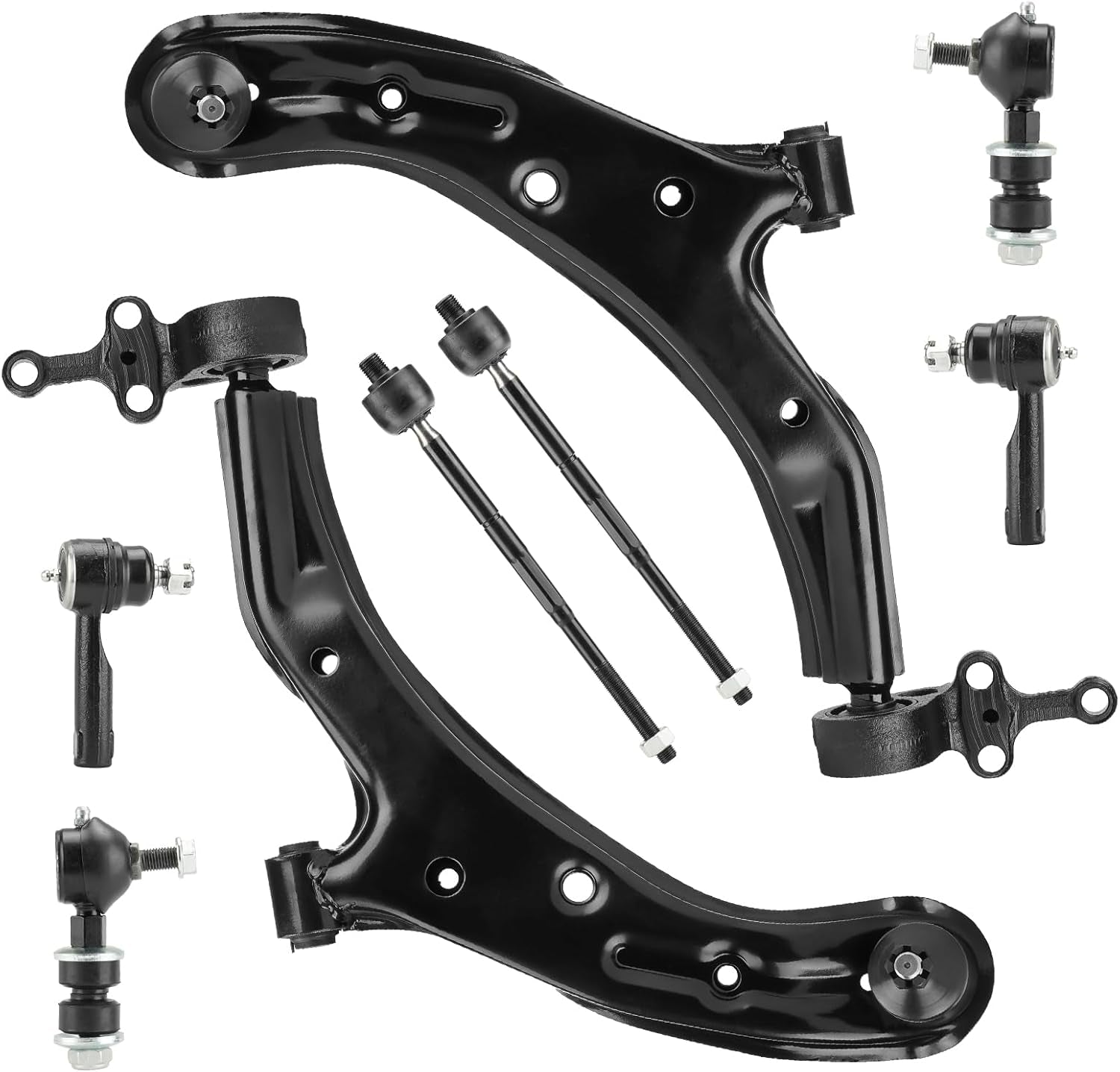 Front Lower Control Arm W/Ball Joint for Nissan Sentra 2001-2006, Stabilizer/Sway Bar Links + Tie Rod Ends, Left & Right, Outer & Inner, 8Pcs Suspension Kit K620359 K620358 K9543 ES2814RL EV380