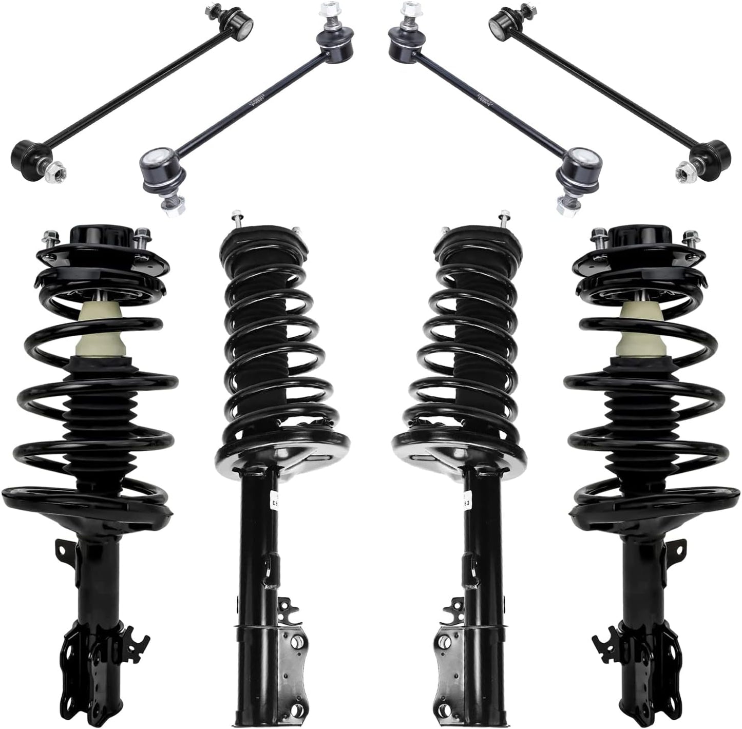 - 8Pc Struts Kit for 1997-2001 Toyota Camry 99-03 Solara Complete Front and Rear 4 Ready Struts with Coil Spring 4 Sway Bar End Links 1998 1999 2000 Replacement Suspension Shock Absorber