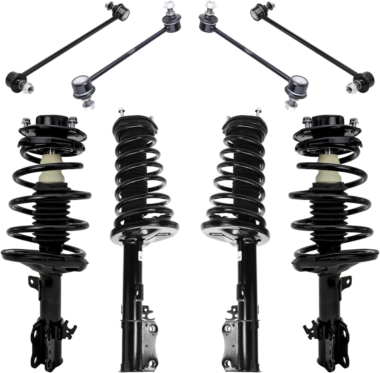 - 8Pc Struts Kit for 1997-2001 Toyota Camry 99-03 Solara Complete Front and Rear 4 Ready Struts with Coil Spring 4 Sway Bar End Links 1998 1999 2000 Replacement Suspension Shock Absorber