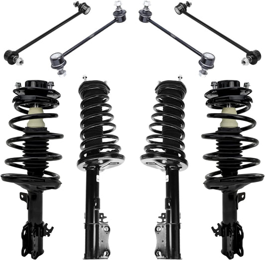 - 8Pc Struts Kit for 1997-2001 Toyota Camry 99-03 Solara Complete Front and Rear 4 Ready Struts with Coil Spring 4 Sway Bar End Links 1998 1999 2000 Replacement Suspension Shock Absorber