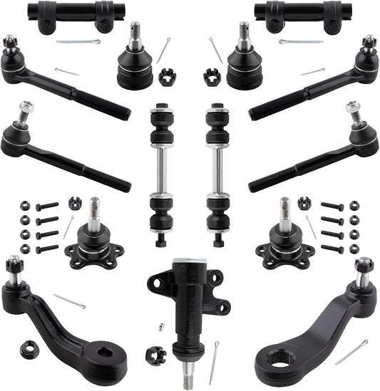 15Pcs Front Suspension Kit Ball Joints Tie Rods Sway Bars Pitman Idler Arm Fits for Chevrolet for GMC C1500 C2500 Yukon 1993-1999 RWD / K6292 K6445 K5252 K6335 K6447 ES2836 ES2837 ES2004 K6532
