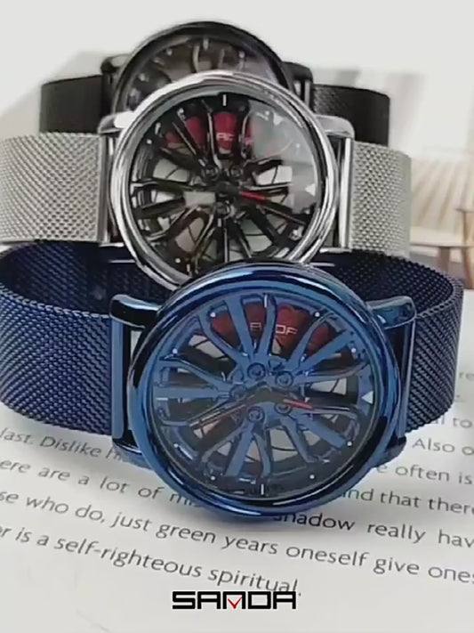 Custom Car Rim Watch for Men | Spinning Wheel Hub Sport Watch | Waterproof & Stainless Steel